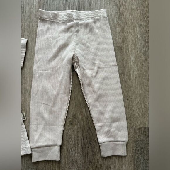 ORGANIC COTTON RIBBED PAJAMAS SET GENDER NEUTRAL NATURAL COLOR - Picture 5 of 5